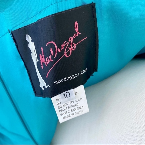 NWOT Mac Duggal Teal Beaded Strapless Long Gown Dress Formal Size 10 - Picture 7 of 16
